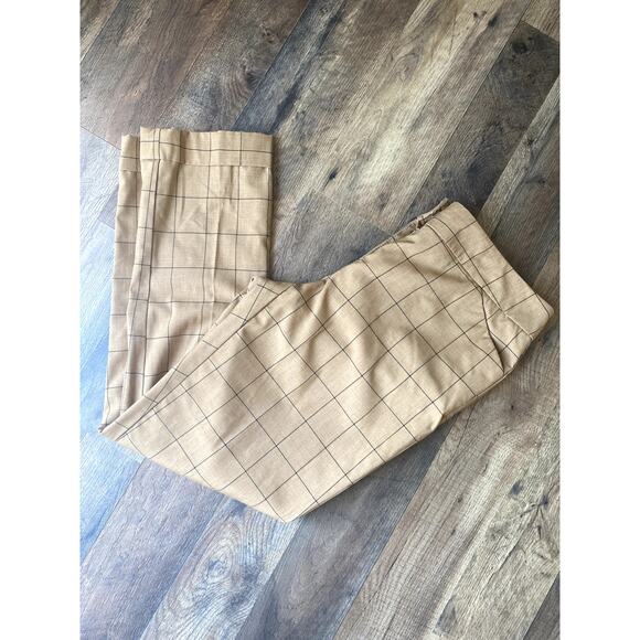 Straight Leg Skinny Tan Trouser Pant with Cuffed Ankles - Picture 1 of 9